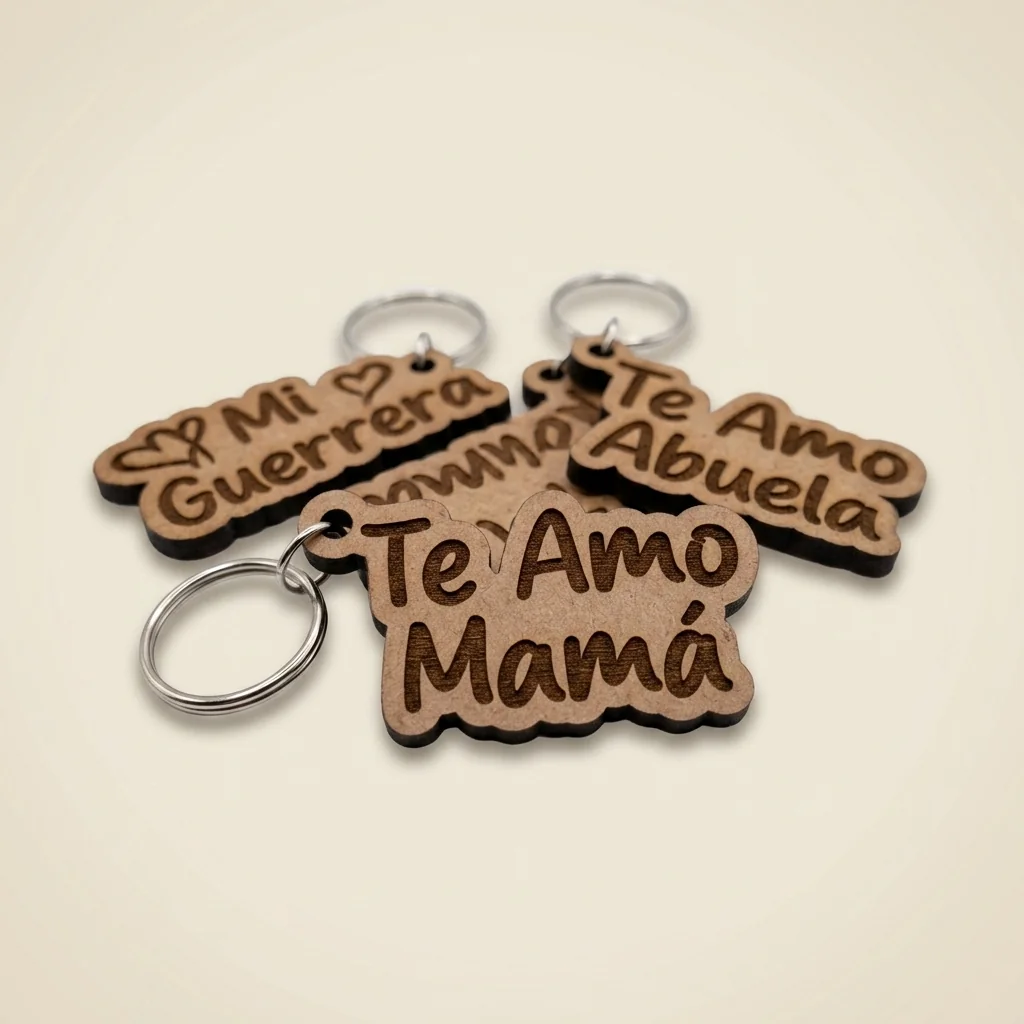 Llavero personalizado con nombre o frase en cursiva (2 líneas)