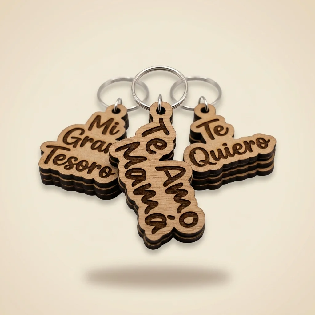Llavero personalizado con nombre o frase en cursiva (2 líneas)